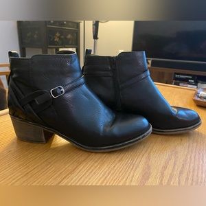 Black leather booties